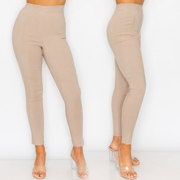 Light sand seam front pull on pants - Picture 4 of 6